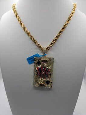 Moissanite King of Spades Card Pendant Chain Set S925 3.36ctw